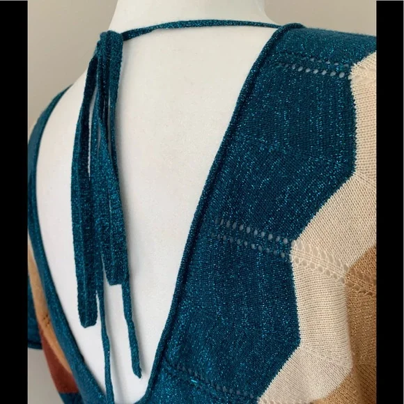 Y2K Metallic sparkle cotton knit bat wing sleeve S - Picture 10 of 14